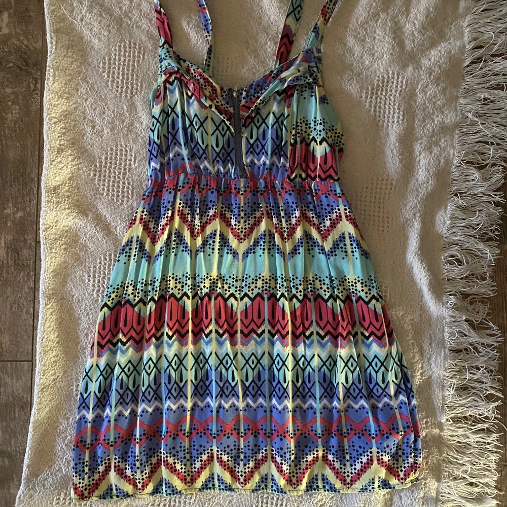 Vintage Bongo Multicolor Mini Dress Size Jr Lg